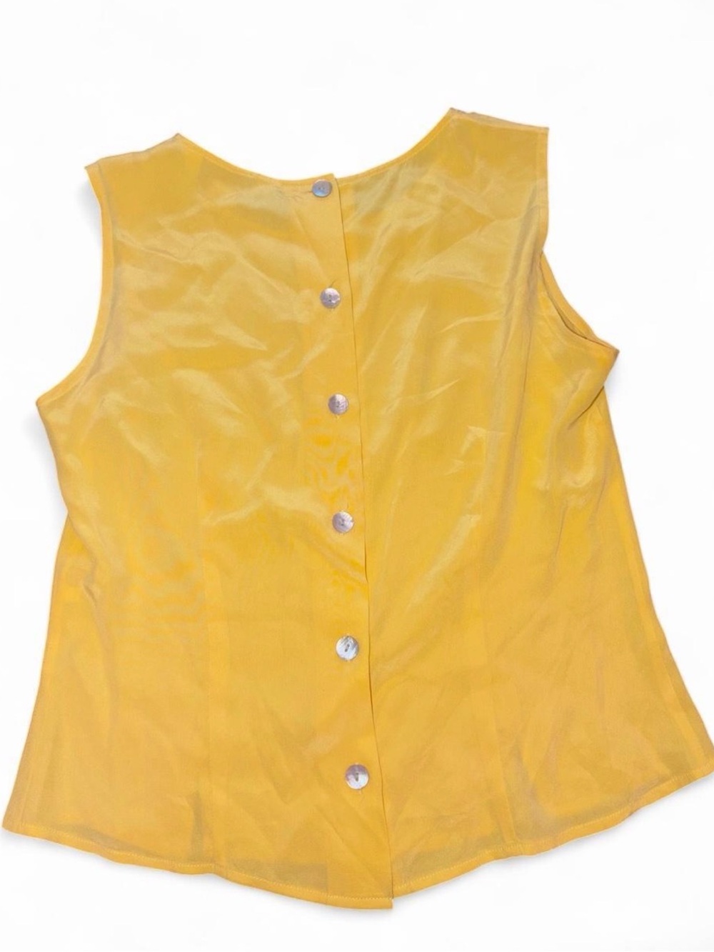 Vintage Casual Corner Yellow Sleeveless Pearl Button Blouse